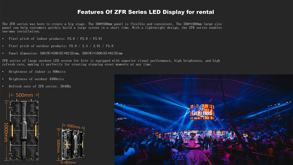 ZFR Series Outdoor And Indoor LED Screen For Rental